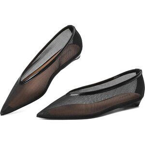 🆕Women Black Closed Pointed Toe Ballet Flat Comfortable Dressy Casual Shoes